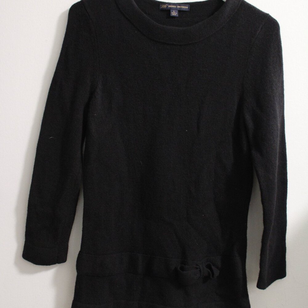 Brooks Brothers Black Crew Neck Sweater Lamb wool